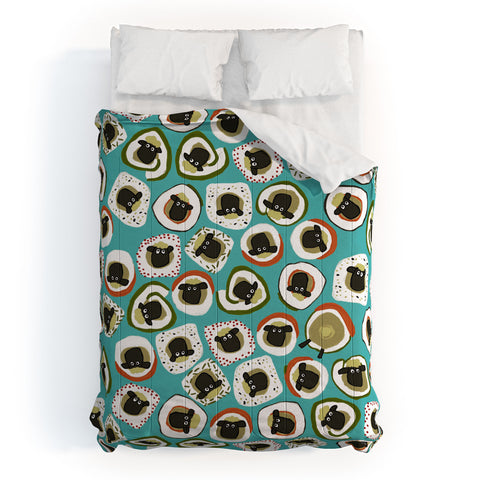 Sharon Turner sheep sushi blue Comforter
