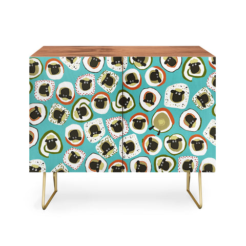Sharon Turner sheep sushi blue Credenza