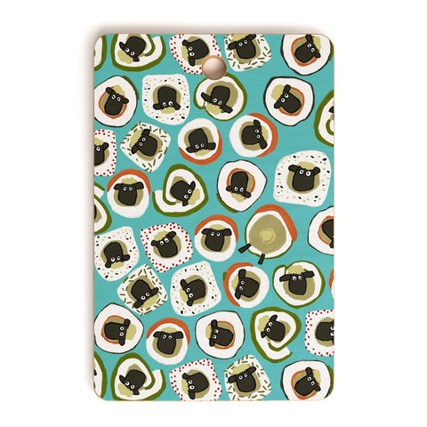 Sharon Turner sheep sushi blue Cutting Board Rectangle