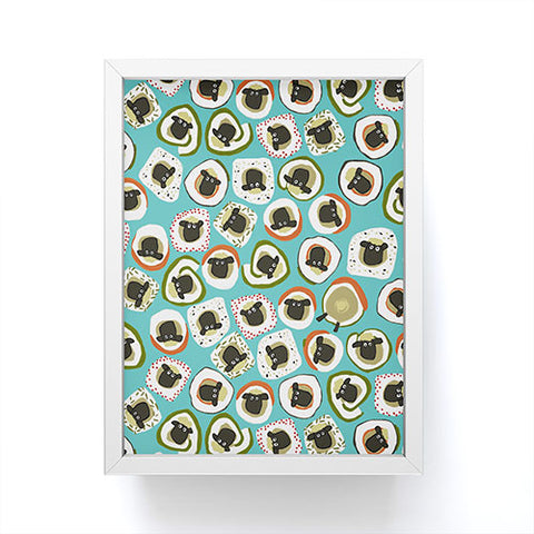 Sharon Turner sheep sushi blue Framed Mini Art Print