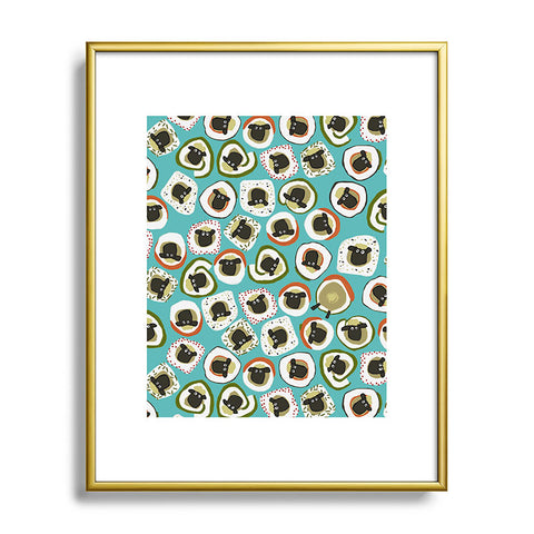 Sharon Turner sheep sushi blue Metal Framed Art Print