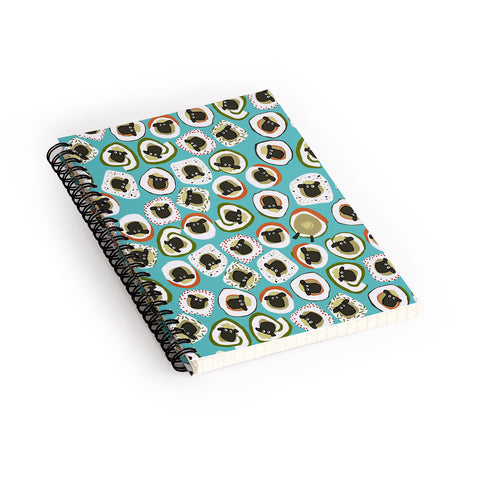 Sharon Turner sheep sushi blue Spiral Notebook