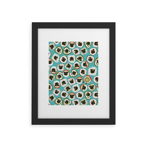 Sharon Turner sheep sushi blue Framed Art Print