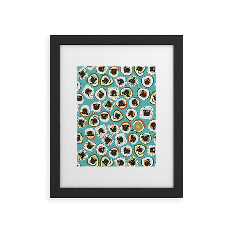 Sharon Turner sheep sushi blue Framed Art Print
