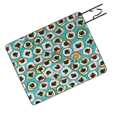 Sharon Turner sheep sushi blue Picnic Blanket