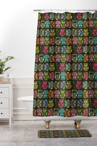 Sharon Turner Sherbet Owls Shower Curtain And Mat