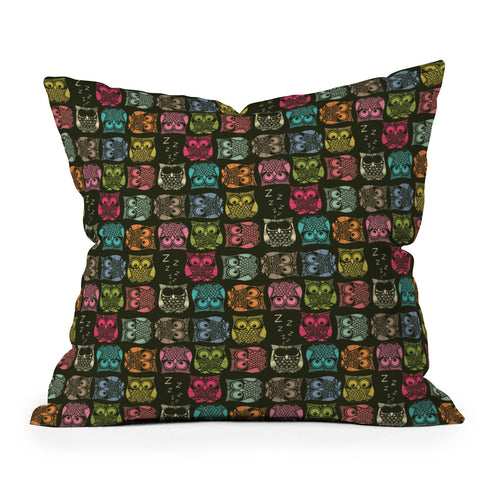 Sharon Turner Sherbet Owls Throw Pillow