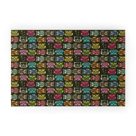 Sharon Turner Sherbet Owls Welcome Mat