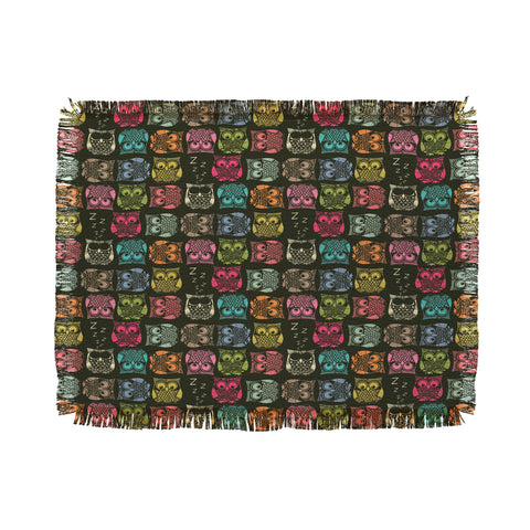 Sharon Turner Sherbet Owls Throw Blanket
