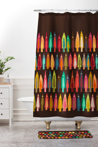 Sharon Turner Shirish trees Shower Curtain And Mat