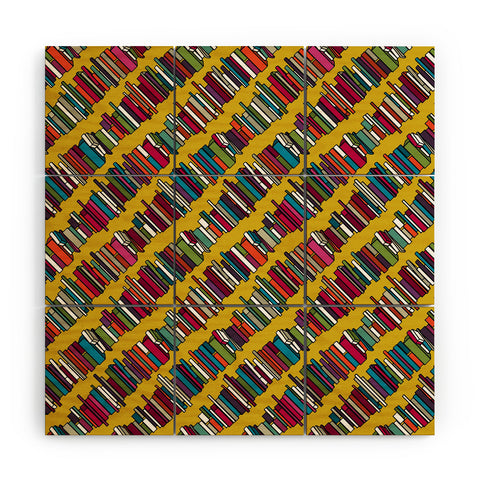 Sharon Turner Skew Whiff Book Stack Wood Wall Mural