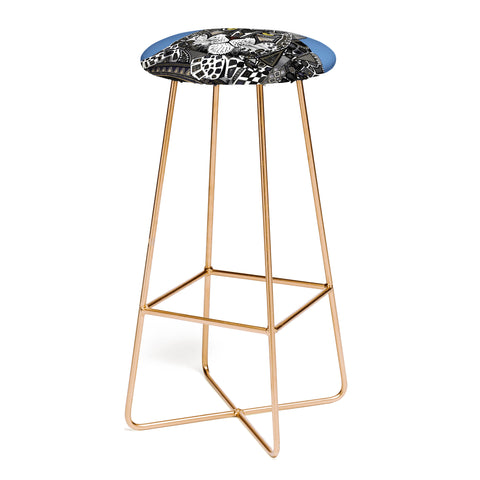 Sharon Turner snow leopard blue Bar Stool