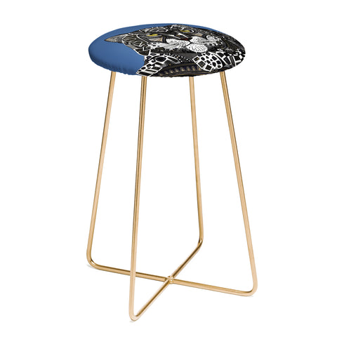 Sharon Turner snow leopard blue Counter Stool