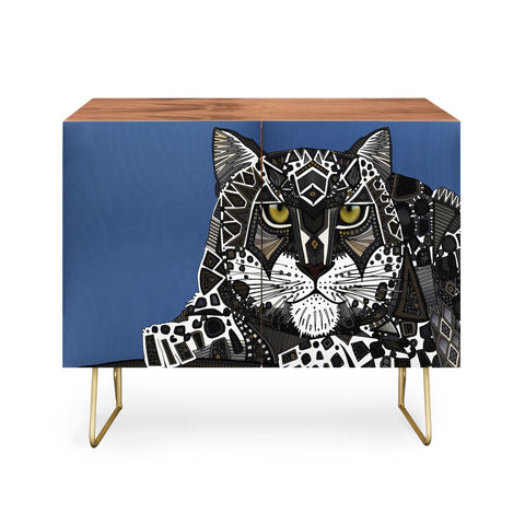 Sharon Turner snow leopard blue Credenza