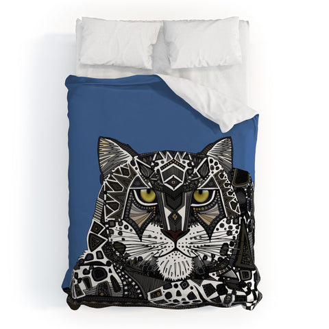 Sharon Turner snow leopard blue Duvet Cover