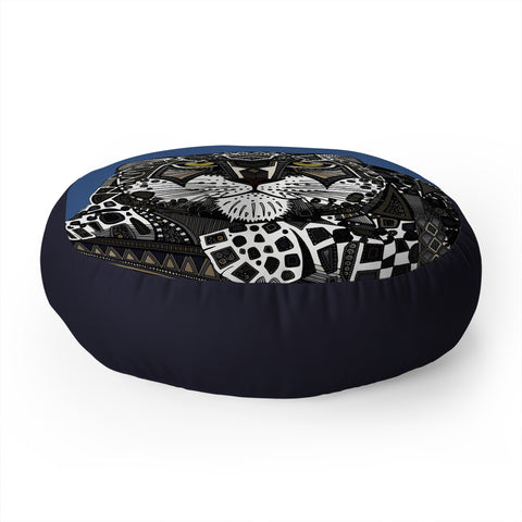 Sharon Turner snow leopard blue Floor Pillow Round