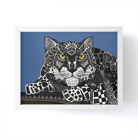 Sharon Turner snow leopard blue Framed Mini Art Print