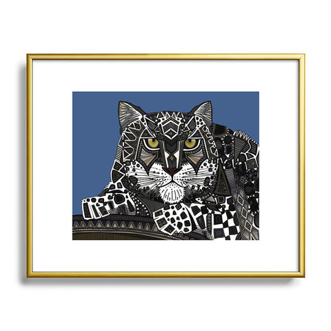 Sharon Turner snow leopard blue Metal Framed Art Print