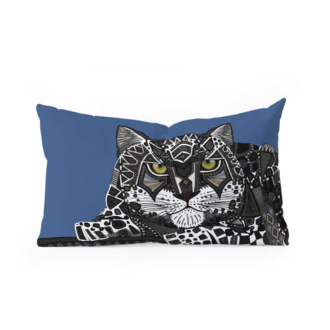 Sharon Turner snow leopard blue Oblong Throw Pillow