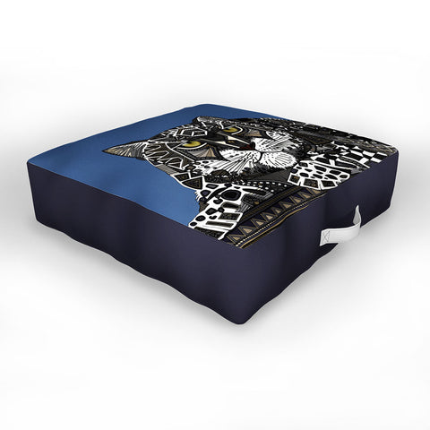 Sharon Turner snow leopard blue Outdoor Floor Cushion