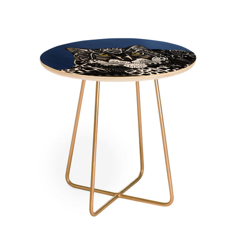 Sharon Turner snow leopard blue Round Side Table