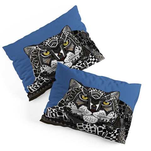 Sharon Turner snow leopard blue Pillow Shams