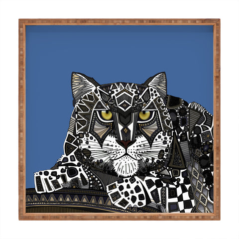 Sharon Turner snow leopard blue Square Tray