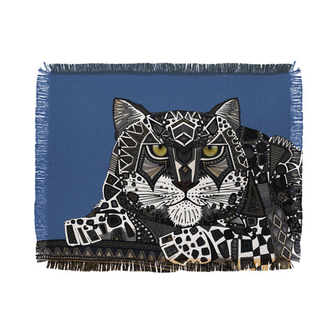Sharon Turner snow leopard blue Throw Blanket