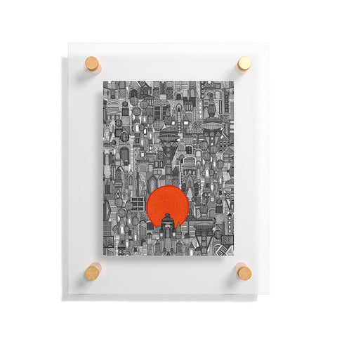 Sharon Turner space city red sun Floating Acrylic Print