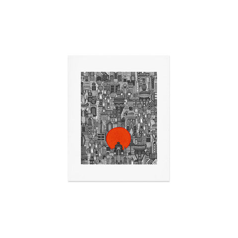 Sharon Turner space city red sun Art Print
