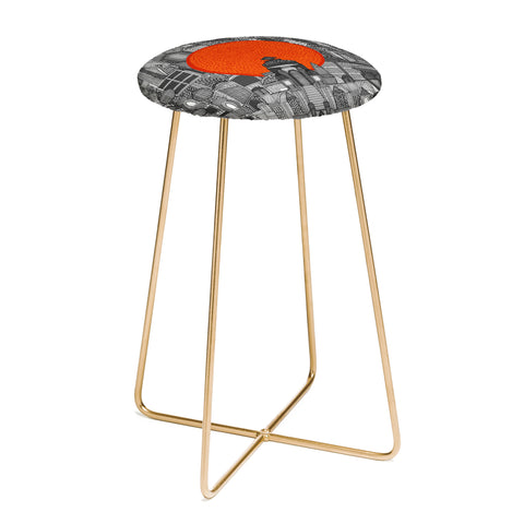 Sharon Turner space city red sun Counter Stool