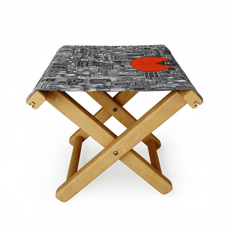 Sharon Turner space city red sun Folding Stool