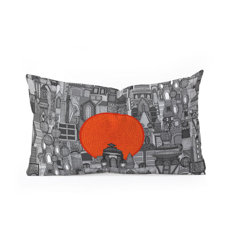 Sharon Turner space city red sun Oblong Throw Pillow
