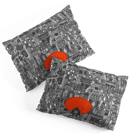 Sharon Turner space city red sun Pillow Shams
