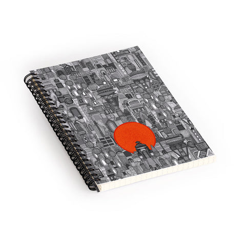 Sharon Turner space city red sun Spiral Notebook