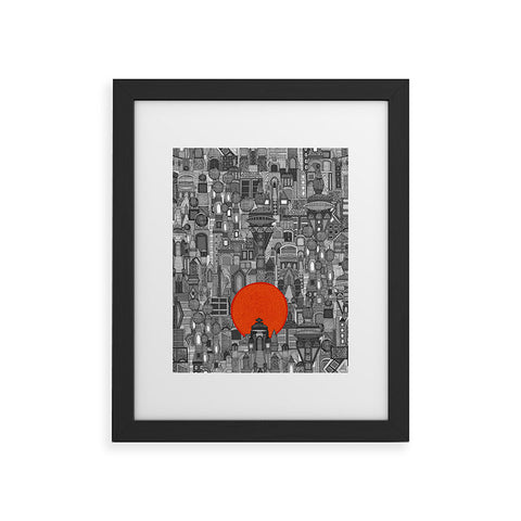 Sharon Turner space city red sun Framed Art Print