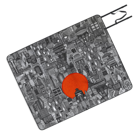 Sharon Turner space city red sun Picnic Blanket