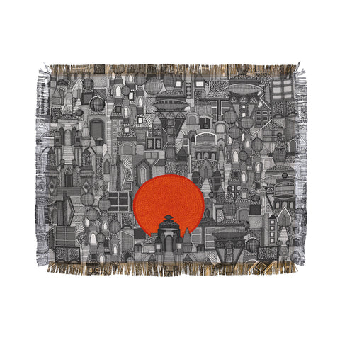 Sharon Turner space city red sun Throw Blanket
