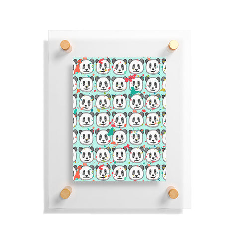 Sharon Turner splatter pop panda cookies mint Floating Acrylic Print