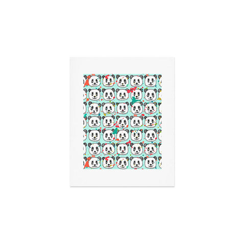 Sharon Turner splatter pop panda cookies mint Art Print