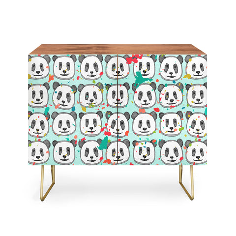 Sharon Turner splatter pop panda cookies mint Credenza