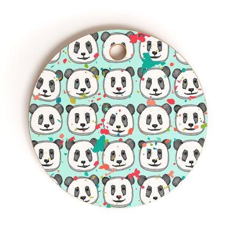 Sharon Turner splatter pop panda cookies mint Cutting Board Round