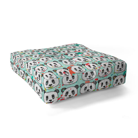 Sharon Turner splatter pop panda cookies mint Floor Pillow Square