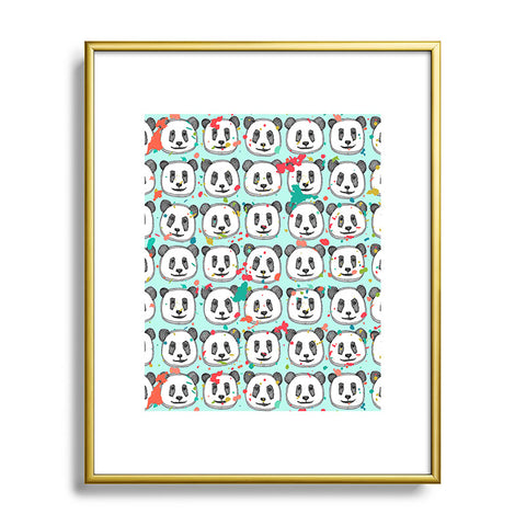 Sharon Turner splatter pop panda cookies mint Metal Framed Art Print