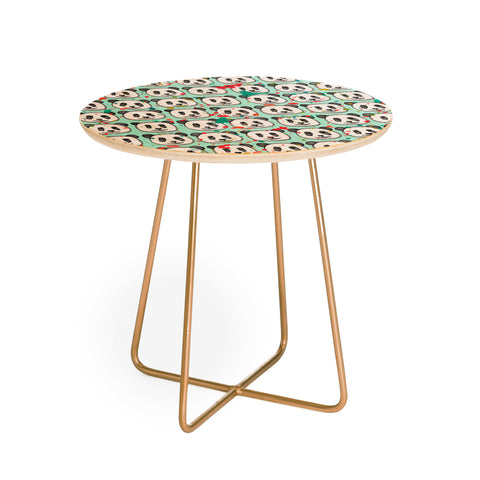Sharon Turner splatter pop panda cookies mint Round Side Table