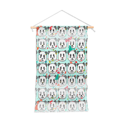 Sharon Turner splatter pop panda cookies mint Wall Hanging Portrait