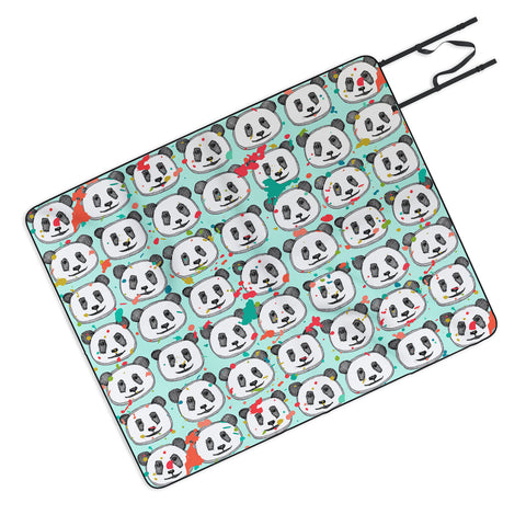 Sharon Turner splatter pop panda cookies mint Picnic Blanket