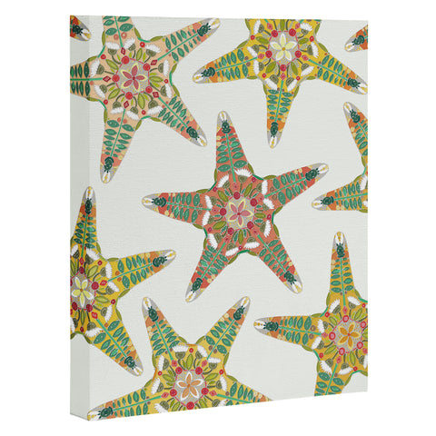 Sharon Turner starfish flowers off white Art Canvas