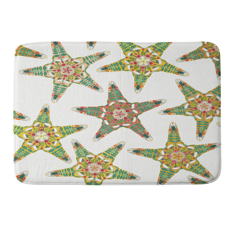 Sharon Turner starfish flowers off white Memory Foam Bath Mat