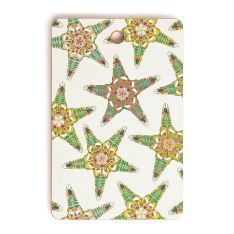 Sharon Turner starfish flowers off white Cutting Board Rectangle